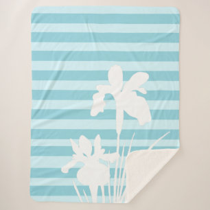 Couverture Sherpa Silhouette des rayures et des fleurs d'Iris