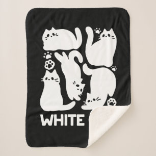Couverture Sherpa Silhouettes de chaton blanc - Design Feline mignon