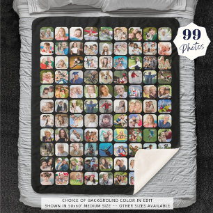 Couverture Sherpa Simple 99 Photo Collage Arrondi Carré Noir