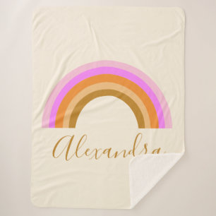 Couverture Sherpa Simple Cute Retro Rainbow Nom de script personnali