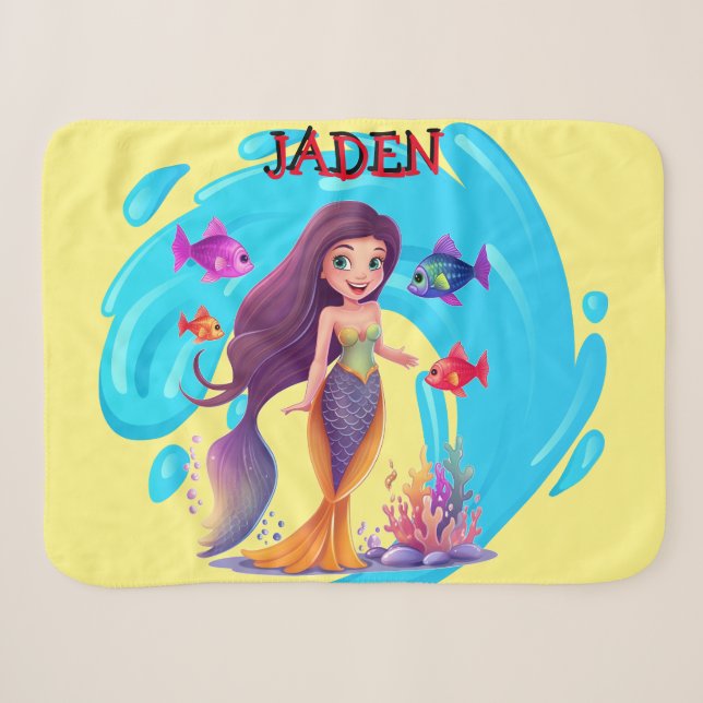 Couverture Sherpa Sirènes, Poisson éclaboussant dans l'eau personnal (Devant (Horizontal))