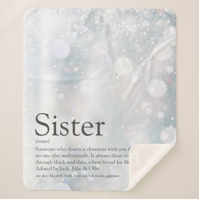 Couverture Sherpa Sister Winter Holiday Snowflics Fun Definition (Devant)