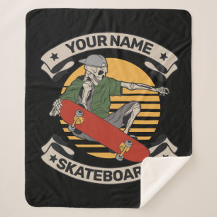 Couverture Sherpa Skateboard personnalisé Nez Grab Skeleton Skeleton