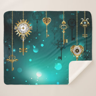 Couverture Sherpa Skeleton Keys on Green Background