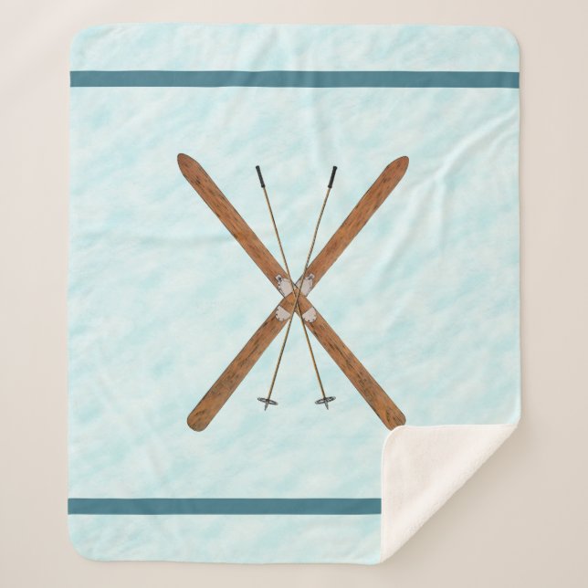 Couverture Sherpa Skis De Fond Et Poles Sur Neige (Devant)