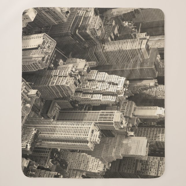 Couverture Sherpa Skyline de Manhattan, aérien noir et blanc. (Devant)