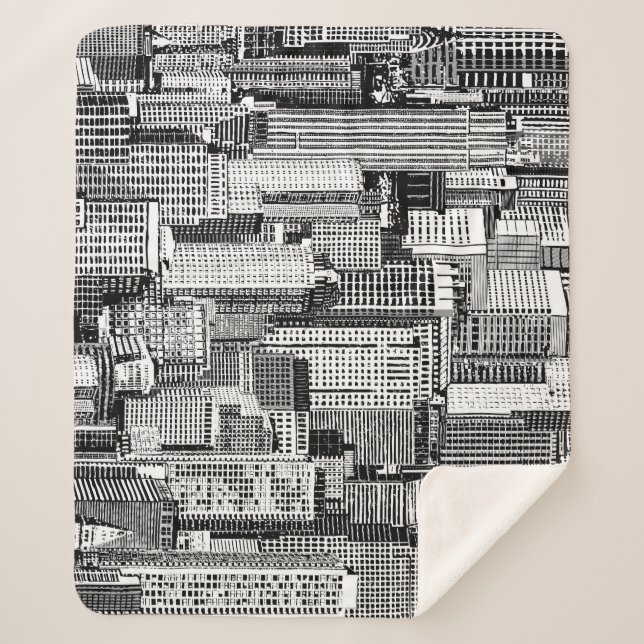 Couverture Sherpa Skyscraper City Texture Isométrique sans fil (Devant)