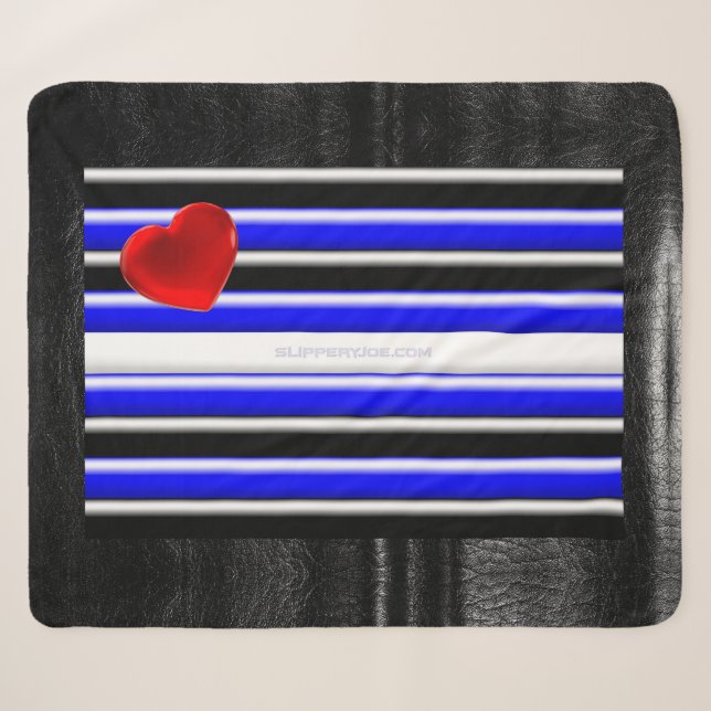Couverture Sherpa SlipperyJoe's Gay Leather Pride drapeau royal noir (Devant (Horizontal))