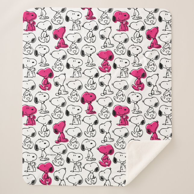 Couverture Sherpa Snoopy Black & Magenta Pattern (Devant)