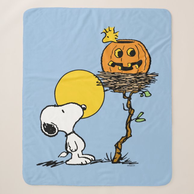 Couverture Sherpa Snoopy & Bois Nid Avec Jack O'Lantern (Devant)