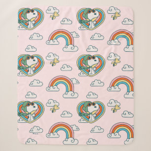 Couverture Sherpa Snoopy & Woodstock Rainbow Heart Motif