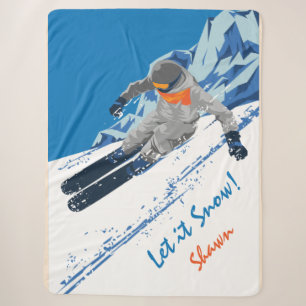 Couverture Sherpa Snowboarder Winter Ride, Personnalisé
