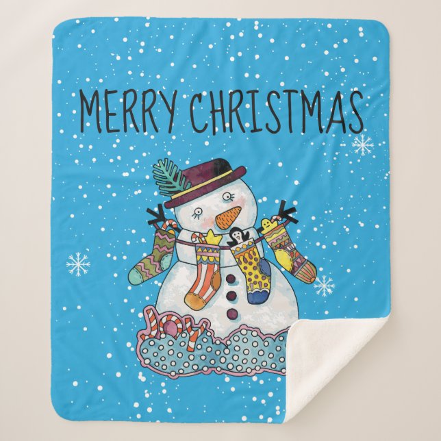 Couverture Sherpa Snowman avec Stockage Fleece Sherpa Blanket (Devant)