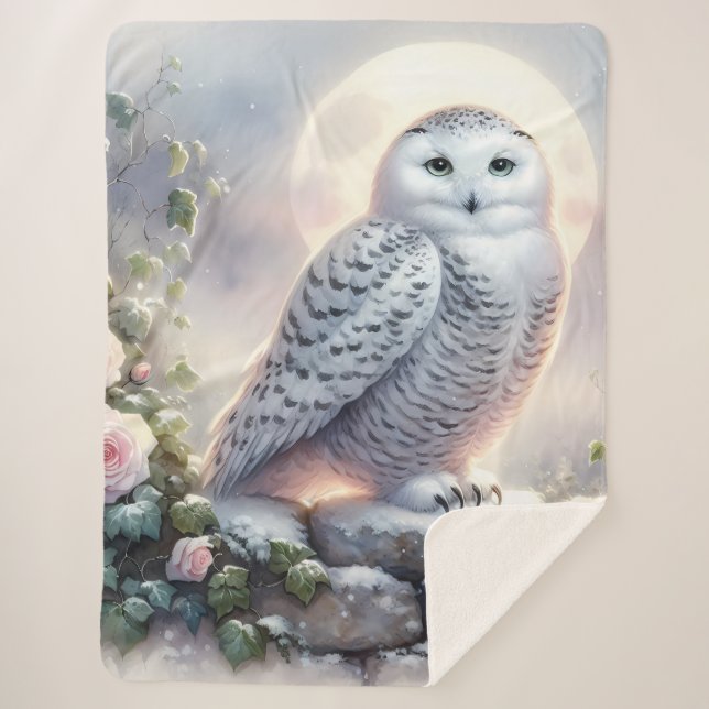Couverture Sherpa Snowy Owl in Moonlit Winter Garden (Devant)
