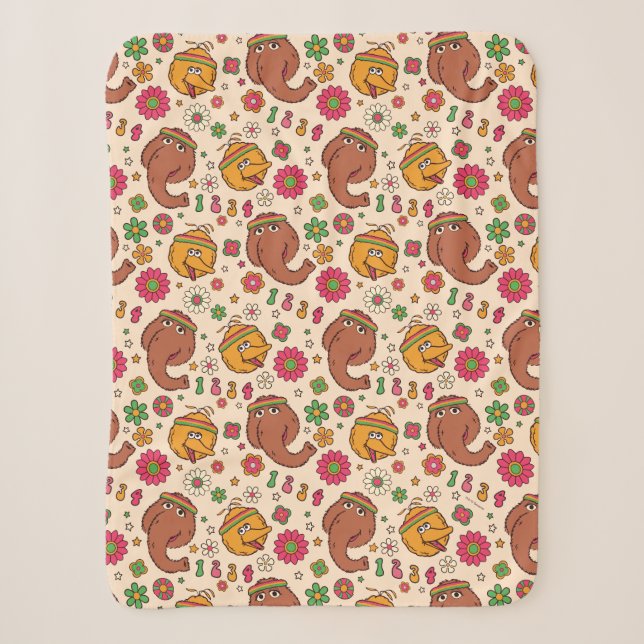 Couverture Sherpa Snuffleupagus et Big Bird Super Flower Motif (Devant)