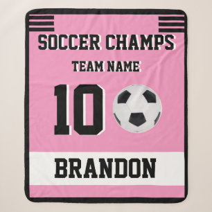 Couverture Sherpa Soccer SPORT Blanket rose personnalisateur gol