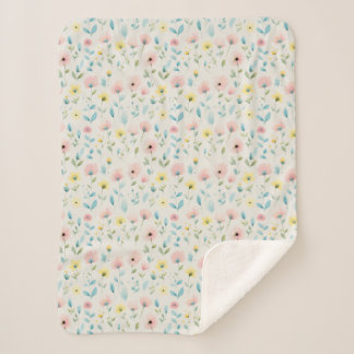 Couverture Sherpa soft watercolor meadow blossoms