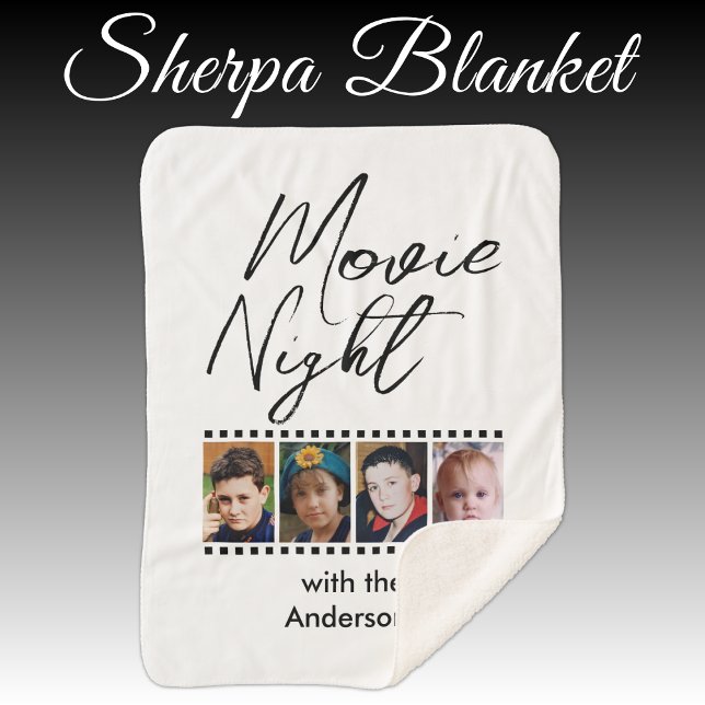 Couverture Sherpa Soirée cinéma 4 photo famille noire (Créateur téléchargé)