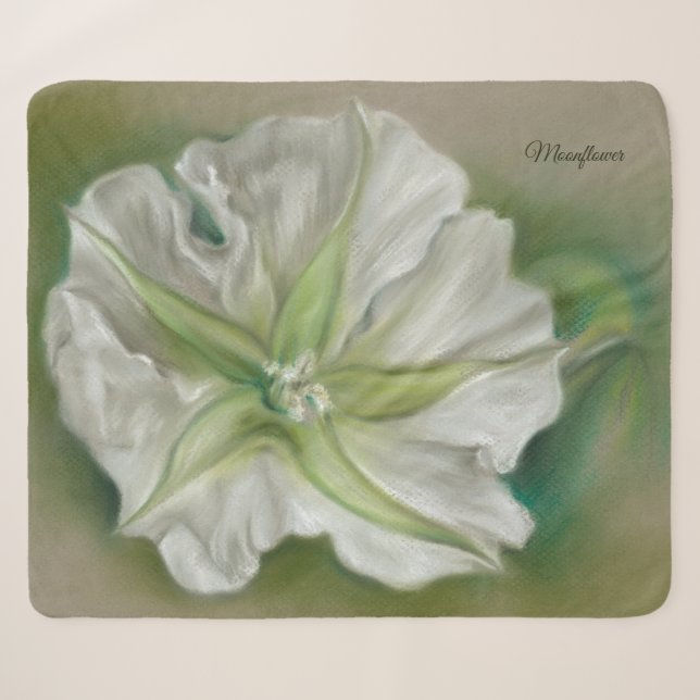 Couverture Sherpa Soirée Moonflower Pastel Art Personnalisé (Devant (Horizontal))
