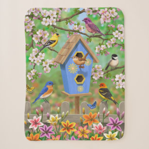 Couverture Sherpa Songbirds Lily Garden Birdhouse