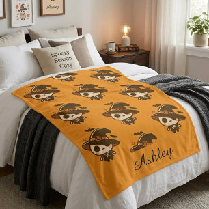 Couverture Sherpa Sorcière squelette mignonne personnalisée Hallowee