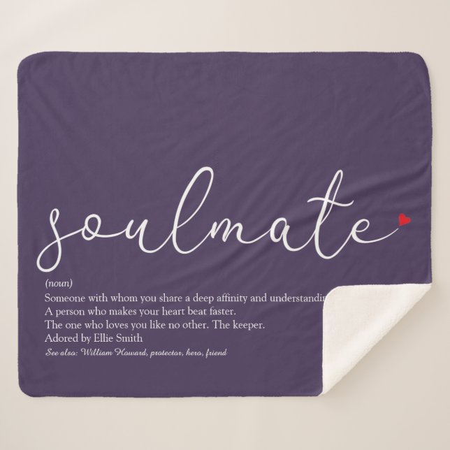 Couverture Sherpa Soulmate Définition Script Amour Coeur pourpre (Devant (Horizontal))
