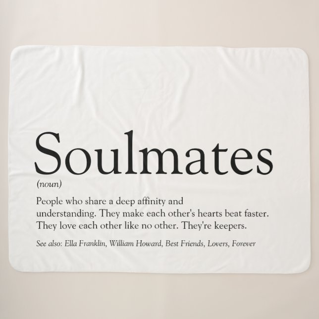 Couverture Sherpa Soulmate Personnalisé Définition Noir Et Blanc (Devant (Horizontal))