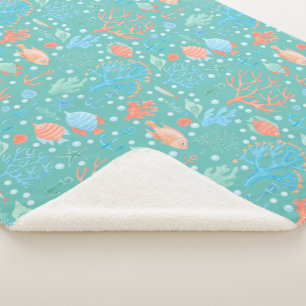 Couverture Sherpa Sous le Motif d'aquarelle de mer