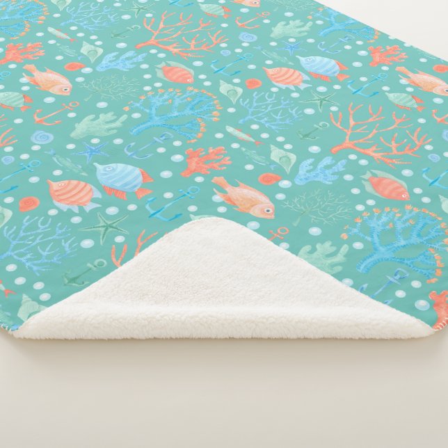 Couverture Sherpa Sous le Motif d'aquarelle de mer (3/4)