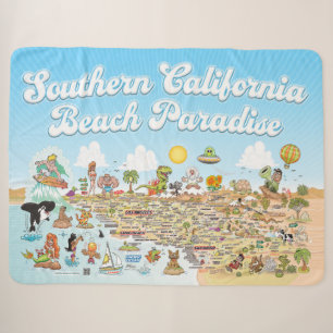 Couverture Sherpa Southern California Beach Paradise Fleece Blanket