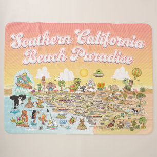 Couverture Sherpa Southern California Beach Paradise Fleece Blanket