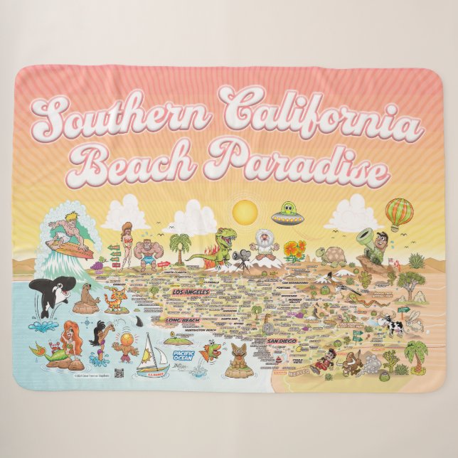 Couverture Sherpa Southern California Beach Paradise Fleece Blanket (Devant (Horizontal))