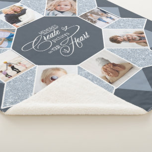 Couverture Sherpa Souvenirs Photo Collage Dusty Blue ID1016