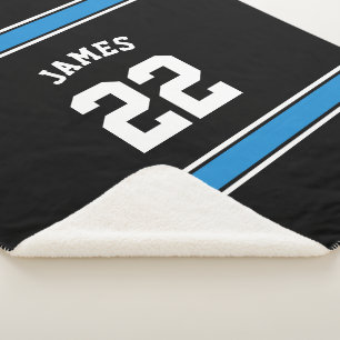 Couverture Sherpa Sport de nouveauté Black Blue Jersey personnalisé