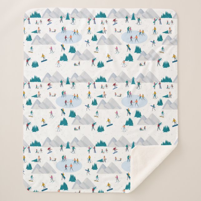 Couverture Sherpa Sports d'hiver Vacances Motif (Devant)