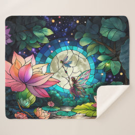 Couverture Sherpa Stained Glass Little Fairy With Dragonfly