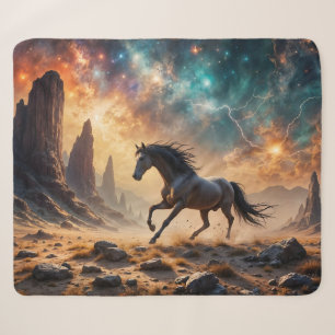 Couverture Sherpa Stallion sauvage dans le désert Nebula étoiles la