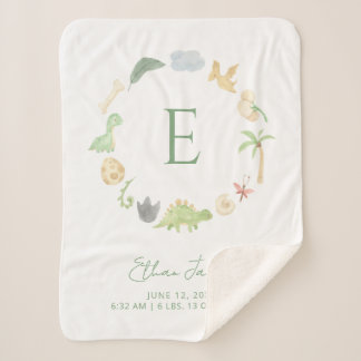 Couverture Sherpa Statistiques de naissance Monogramme Wreath mignon