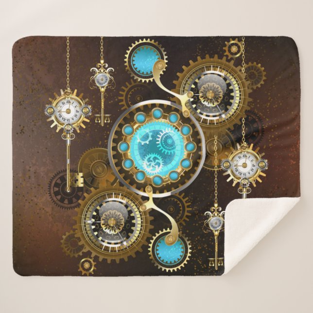 Couverture Sherpa Steampunk Rusty Background (Devant (Horizontal))