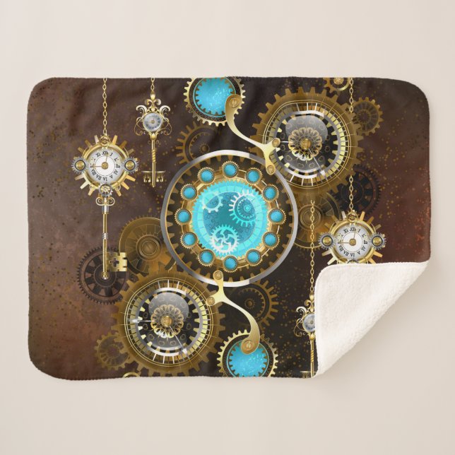 Couverture Sherpa Steampunk Rusty Background (Devant (Horizontal))