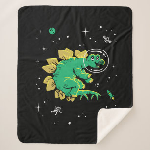 Couverture Sherpa Stegosaurus Dinos Tan Vert Dans L'Espace