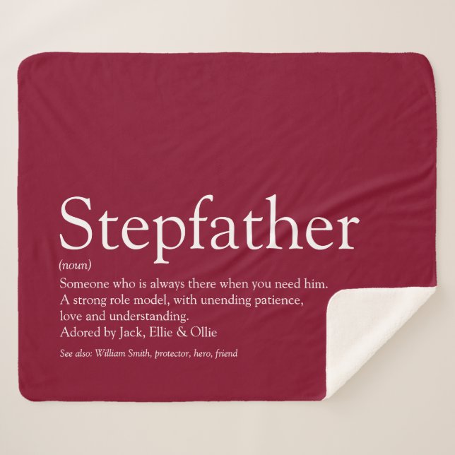 Couverture Sherpa Stepfather, Stepdad Définition Fun Moderne Bourgog (Devant (Horizontal))