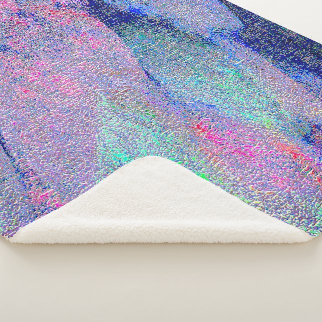 Couverture Sherpa Style cuir ciré avec peinture usée, tons bleus (3/4)