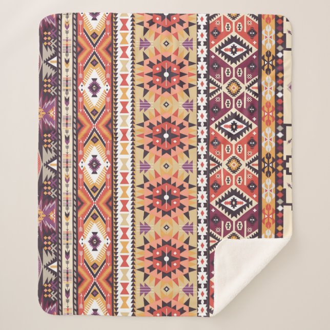 Couverture Sherpa Style tribal coloré, motif dynamique et transparen (Devant)