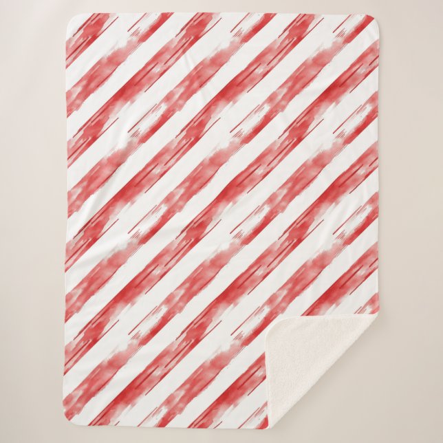 Couverture Sherpa Sucre de canne Red Stripes Noël (Devant)