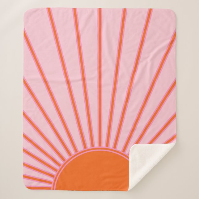 Couverture Sherpa Sun Sunrise Pastel Rose Et Orange Sunshine (Devant)