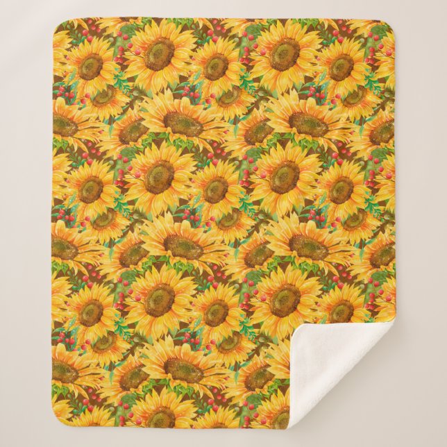 Couverture Sherpa Sunflowers Summery Sherpa Blanket (Devant)
