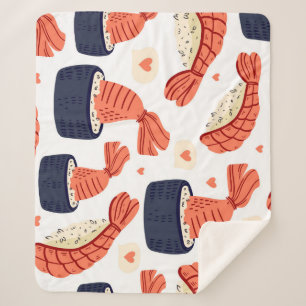 Couverture Sherpa Sushi Japonais nourriture Motif sans soudure