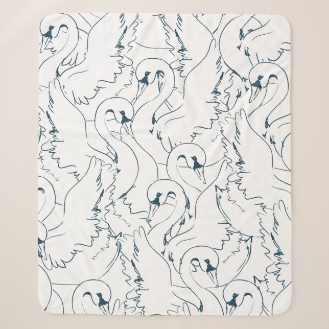 Couverture Sherpa Swan Pattern Seamlessswan, pattern, abstract, back (Devant)