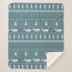 Couverture Sherpa Sweat de Noël Motif Knagged Baleine Rustique